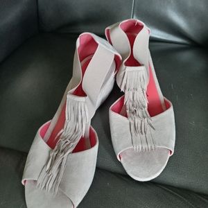 Pas de rouge Dusty Pink Suede Wedge Sandal New